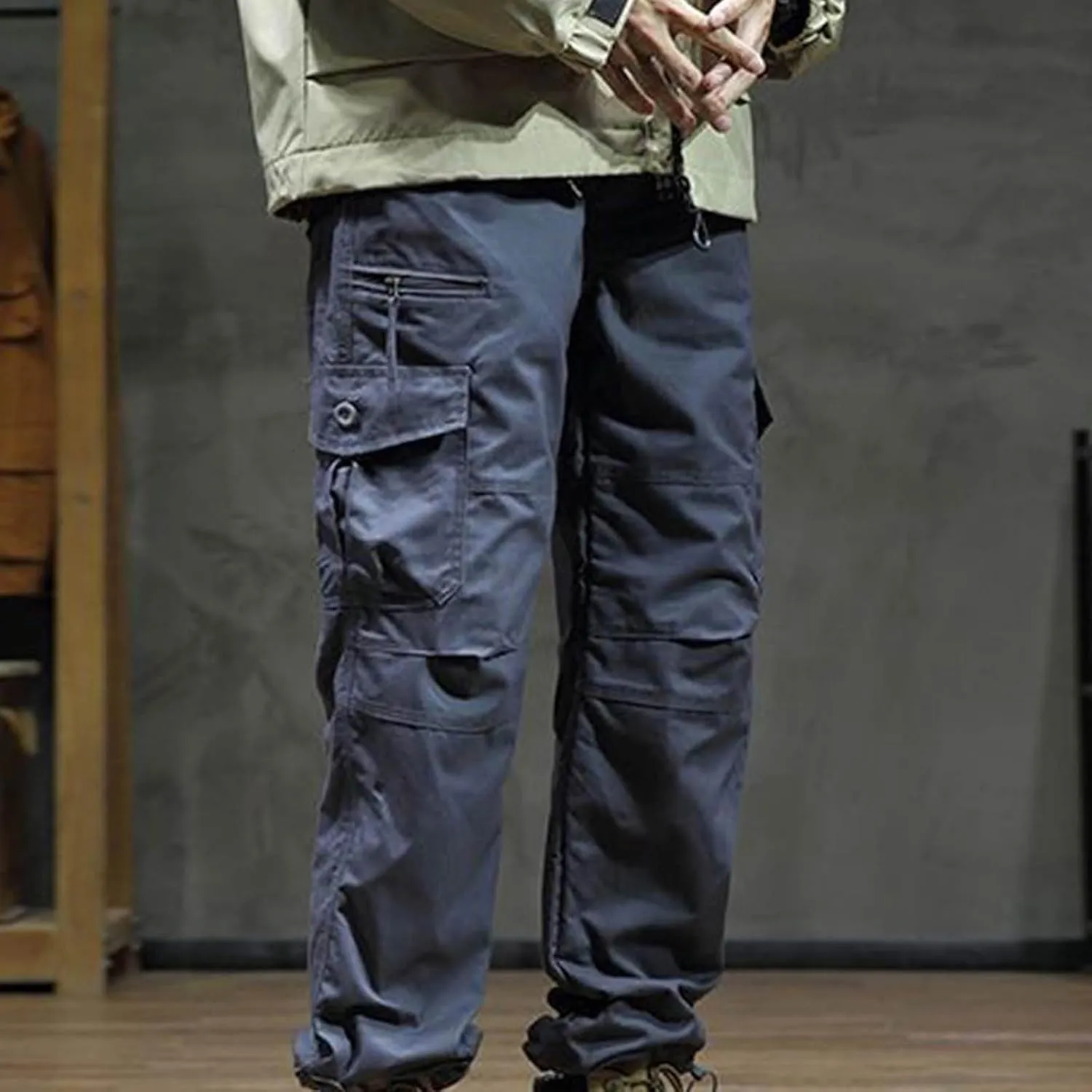 Baggy Jogger Pants for Men Elastic Waist Solid Sweatpants Classic Sherpa Lined Winter Warm Straight Fleece Pants
