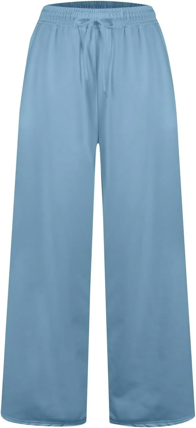 Baggy Sweatpants for Women Fleece Lined Joggers with Pockets Comfy Workout Elastic Waist Jogging Pants