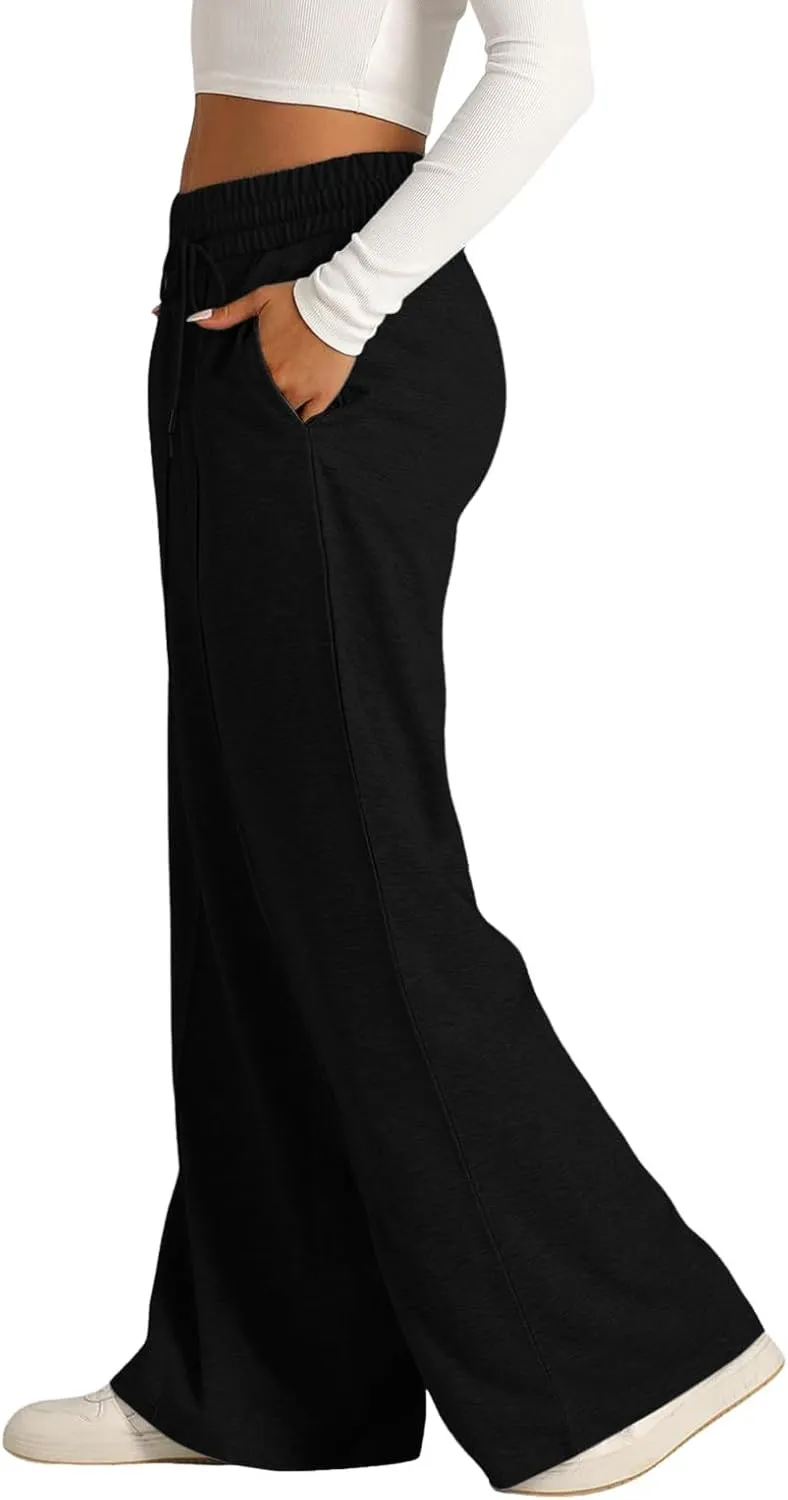 Baggy Tall Wide Leg Sweatpants for Women Fleece Lined Active Relaxed Fit Open Leg Joggers Casual Cozy Workout Skimpy