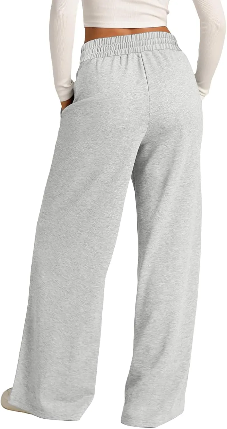 Baggy Tall Wide Leg Sweatpants for Women Fleece Lined Active Relaxed Fit Open Leg Joggers Casual Cozy Workout Skimpy