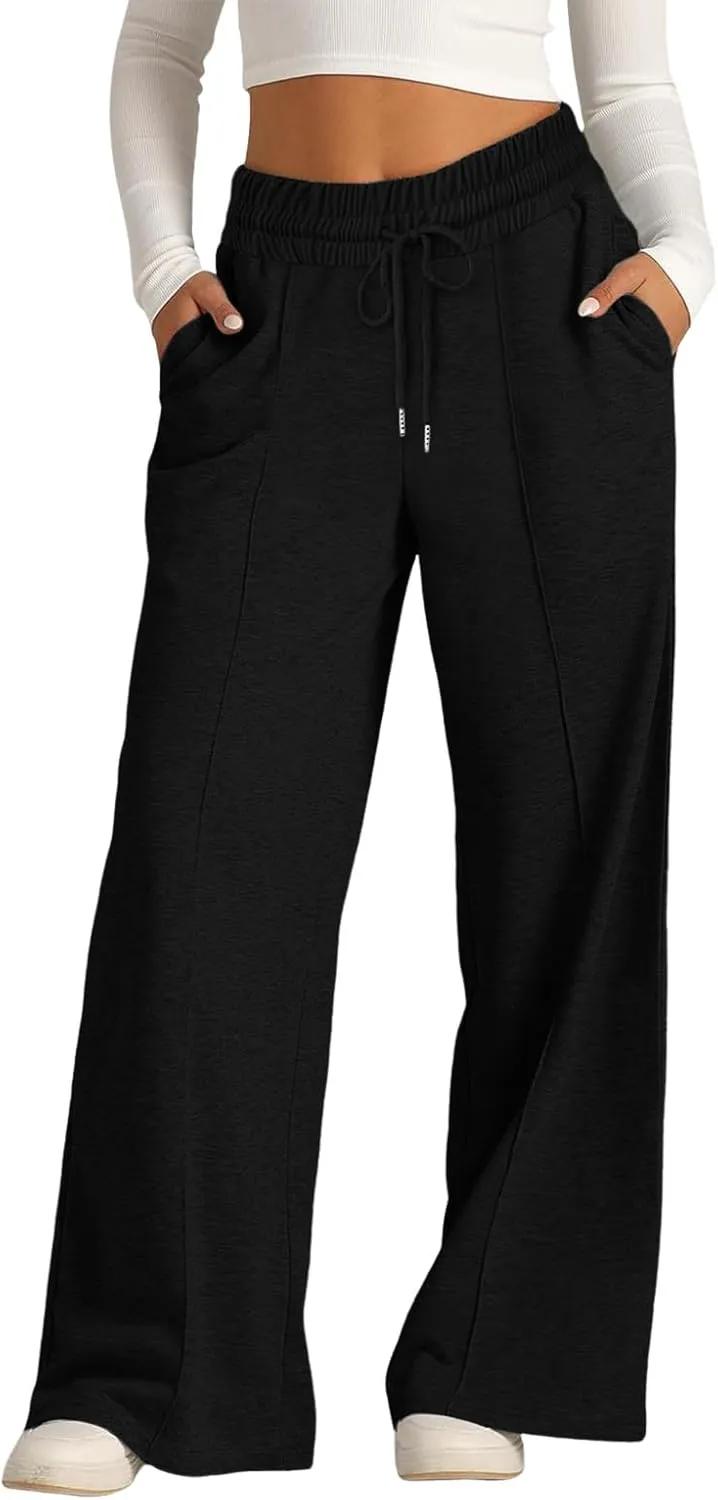 Baggy Tall Wide Leg Sweatpants for Women Fleece Lined Active Relaxed Fit Open Leg Joggers Casual Cozy Workout Skimpy