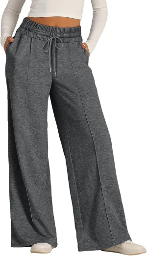 Baggy Tall Wide Leg Sweatpants for Women Fleece Lined Active Relaxed Fit Open Leg Joggers Casual Cozy Workout Skimpy