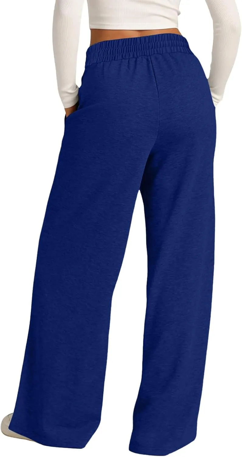 Baggy Tall Wide Leg Sweatpants for Women Fleece Lined Active Relaxed Fit Open Leg Joggers Casual Cozy Workout Skimpy