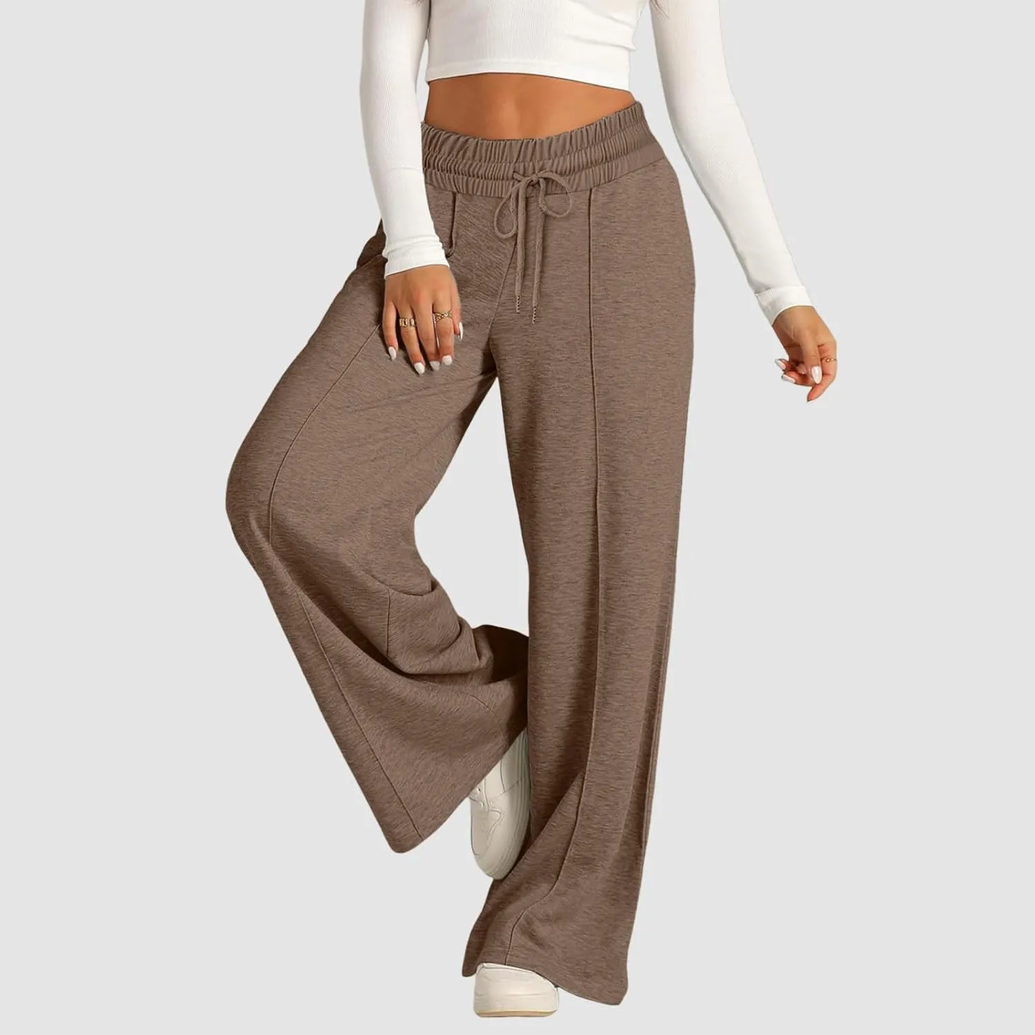 Baggy Tall Wide Leg Sweatpants for Women Fleece Lined Active Relaxed Fit Open Leg Joggers Casual Cozy Workout Skimpy