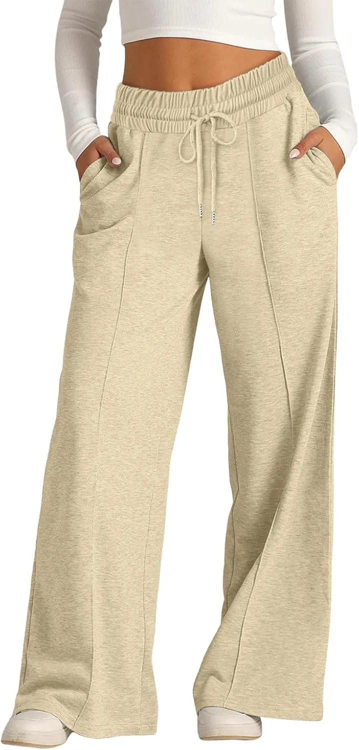Baggy Tall Wide Leg Sweatpants for Women Fleece Lined Active Relaxed Fit Open Leg Joggers Casual Cozy Workout Skimpy