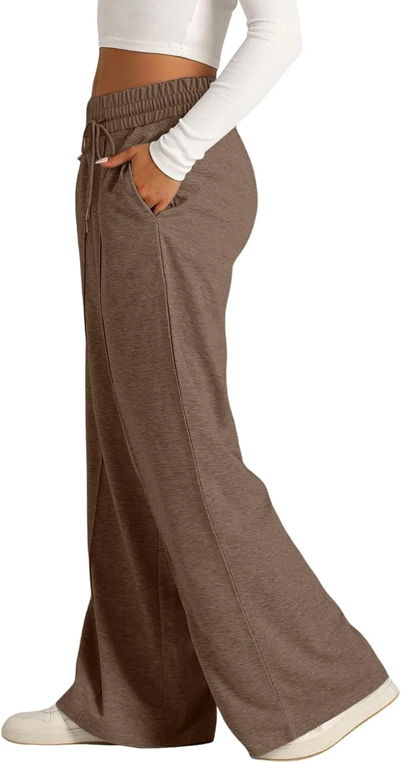Baggy Tall Wide Leg Sweatpants for Women Fleece Lined Active Relaxed Fit Open Leg Joggers Casual Cozy Workout Skimpy