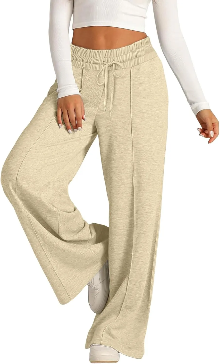 Baggy Tall Wide Leg Sweatpants for Women Fleece Lined Active Relaxed Fit Open Leg Joggers Casual Cozy Workout Skimpy