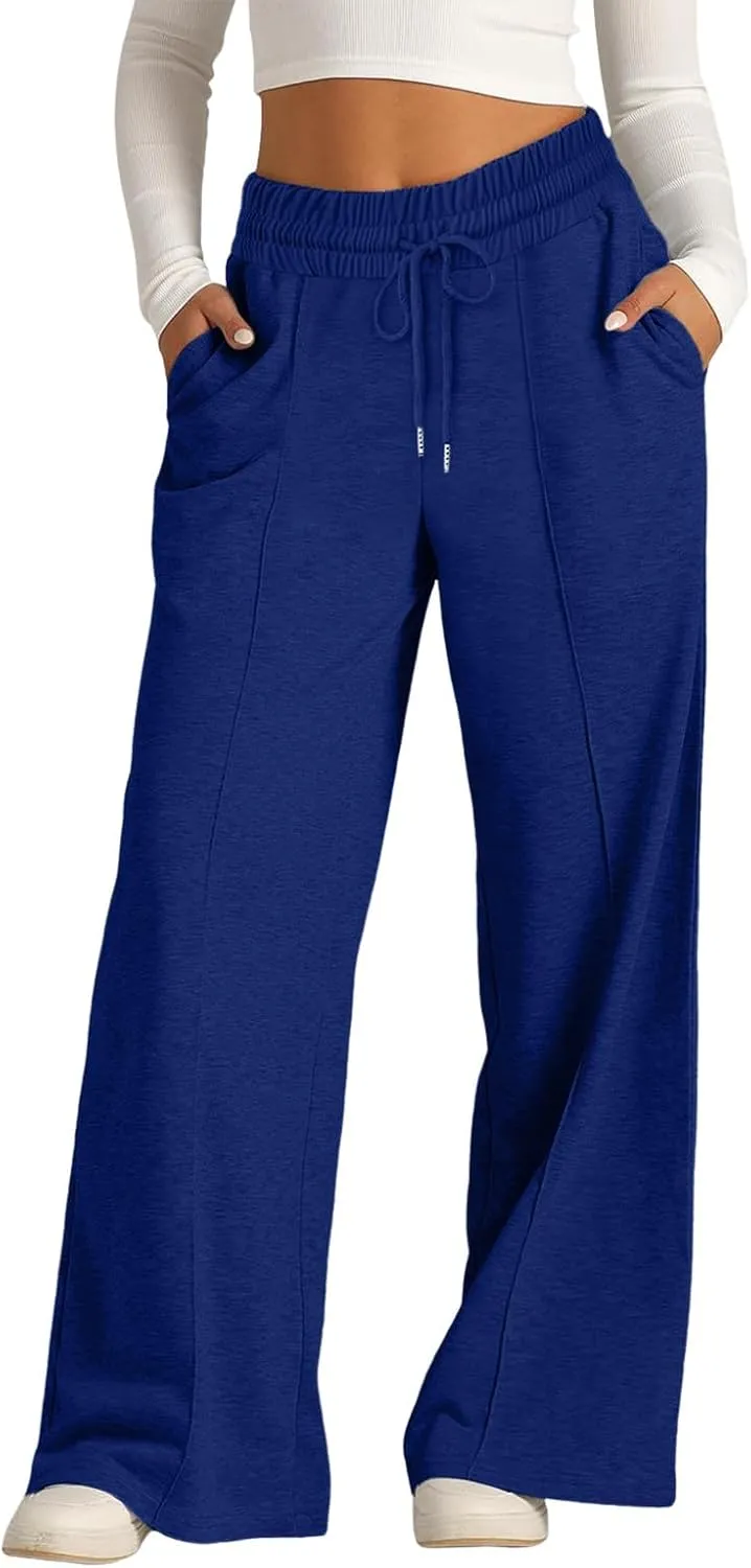 Baggy Tall Wide Leg Sweatpants for Women Fleece Lined Active Relaxed Fit Open Leg Joggers Casual Cozy Workout Skimpy
