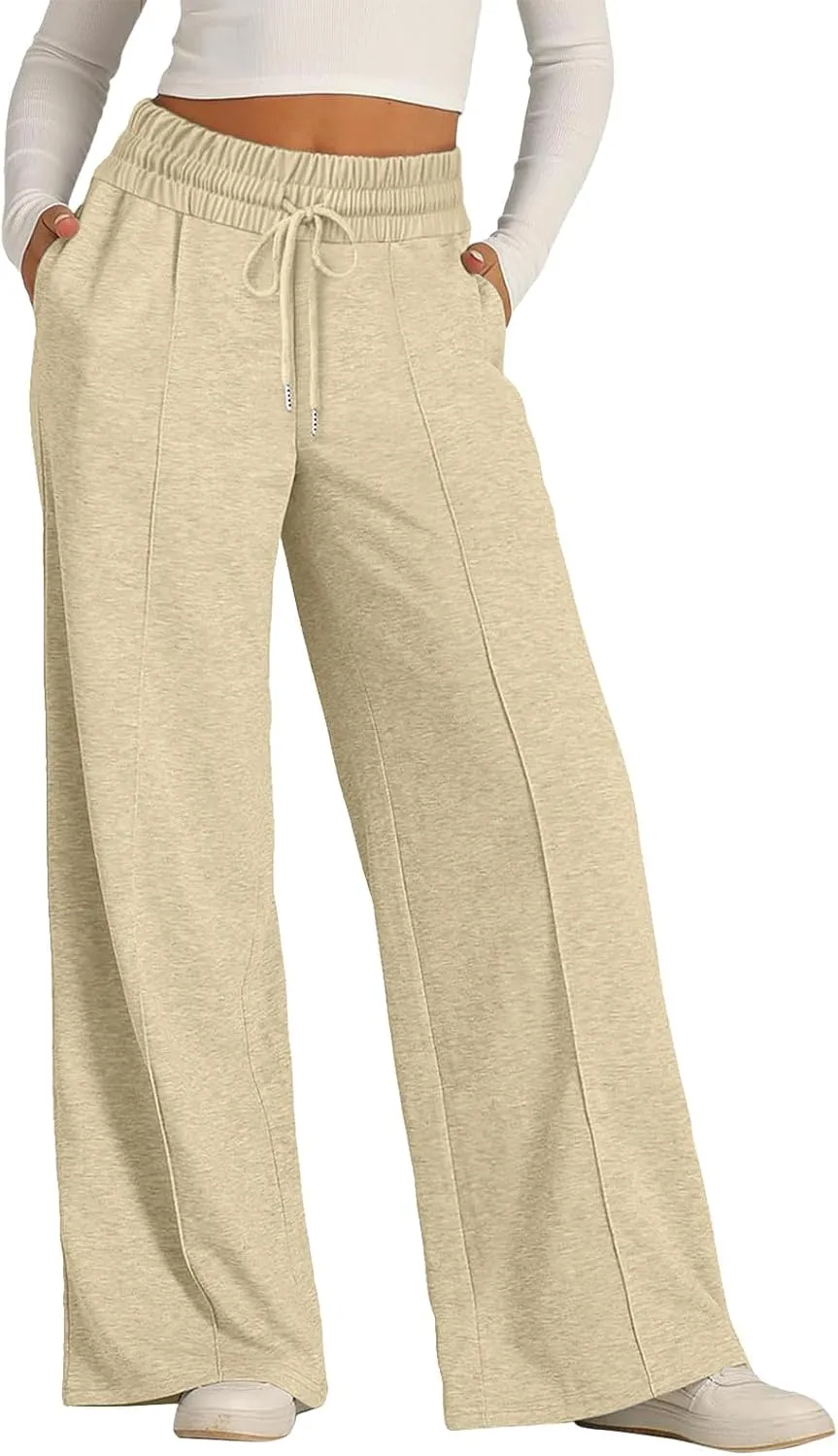Baggy Tall Wide Leg Sweatpants for Women Fleece Lined Active Relaxed Fit Open Leg Joggers Casual Cozy Workout Skimpy