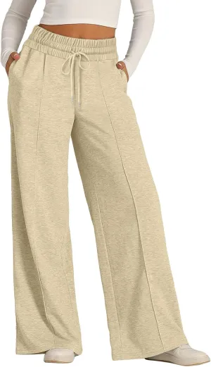 Baggy Tall Wide Leg Sweatpants for Women Fleece Lined Active Relaxed Fit Open Leg Joggers Casual Cozy Workout Skimpy