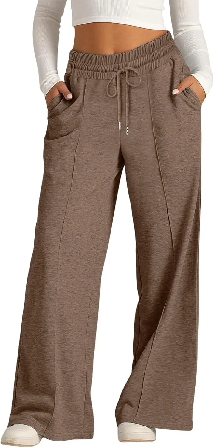 Baggy Tall Wide Leg Sweatpants for Women Fleece Lined Active Relaxed Fit Open Leg Joggers Casual Cozy Workout Skimpy