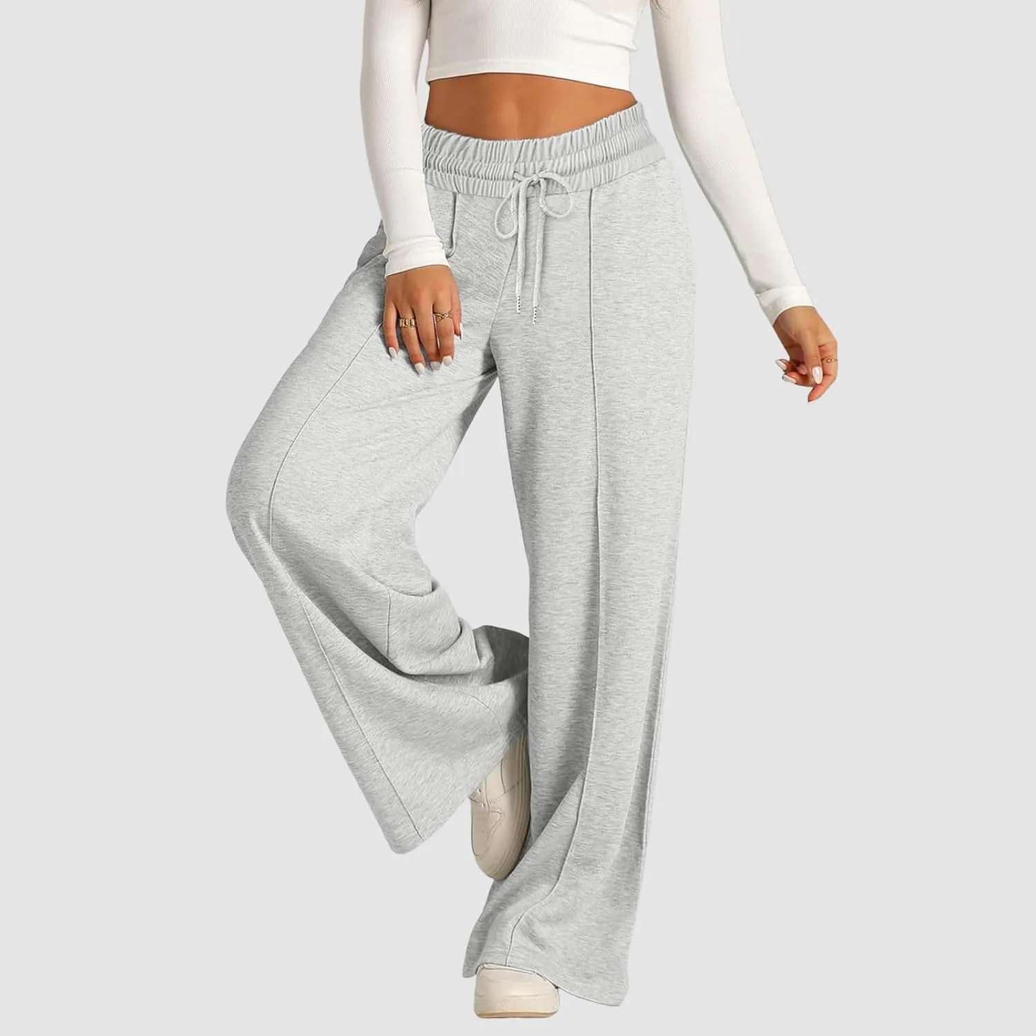 Baggy Tall Wide Leg Sweatpants for Women Fleece Lined Active Relaxed Fit Open Leg Joggers Casual Cozy Workout Skimpy