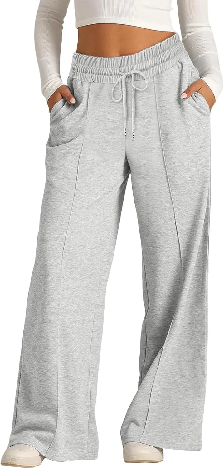 Baggy Tall Wide Leg Sweatpants for Women Fleece Lined Active Relaxed Fit Open Leg Joggers Casual Cozy Workout Skimpy