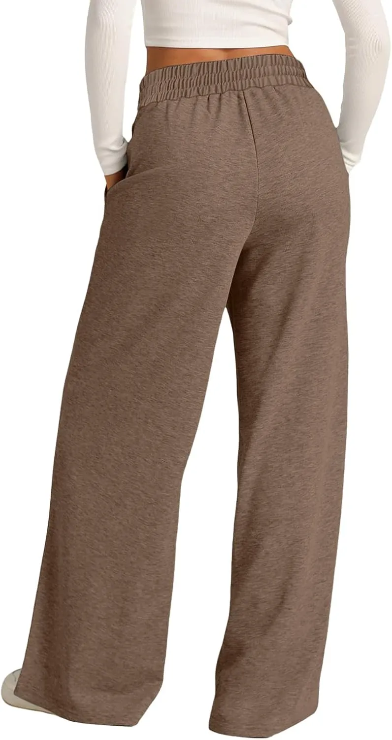Baggy Tall Wide Leg Sweatpants for Women Fleece Lined Active Relaxed Fit Open Leg Joggers Casual Cozy Workout Skimpy