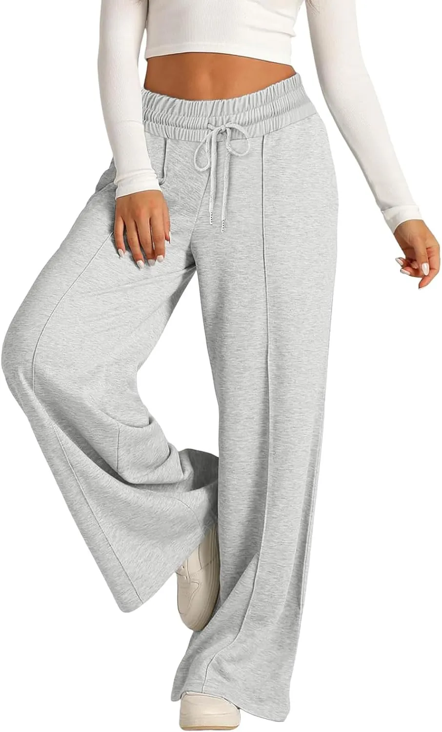 Baggy Tall Wide Leg Sweatpants for Women Fleece Lined Active Relaxed Fit Open Leg Joggers Casual Cozy Workout Skimpy