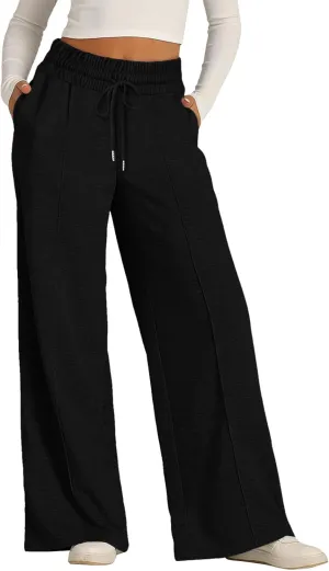 Baggy Tall Wide Leg Sweatpants for Women Fleece Lined Active Relaxed Fit Open Leg Joggers Casual Cozy Workout Skimpy