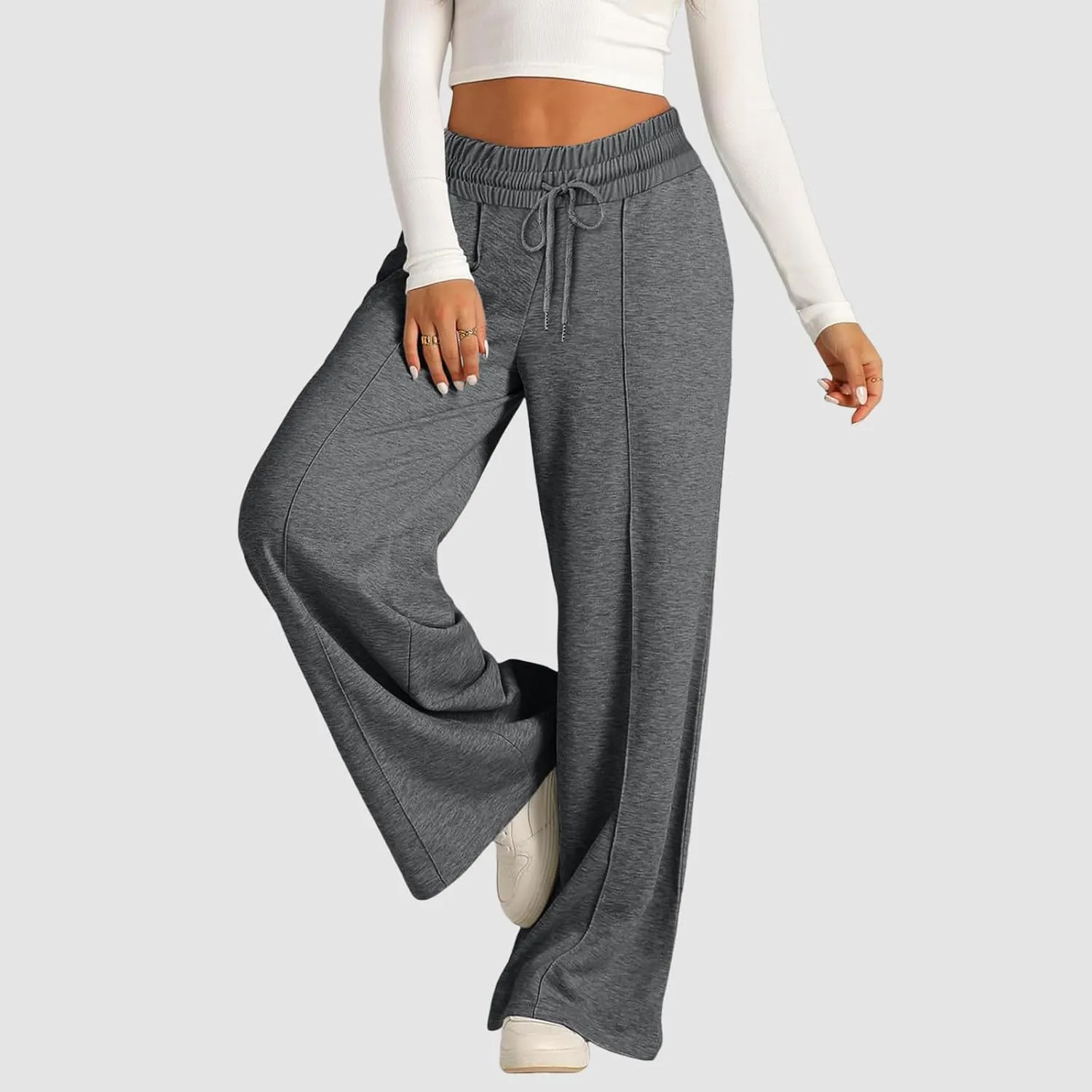 Baggy Tall Wide Leg Sweatpants for Women Fleece Lined Active Relaxed Fit Open Leg Joggers Casual Cozy Workout Skimpy