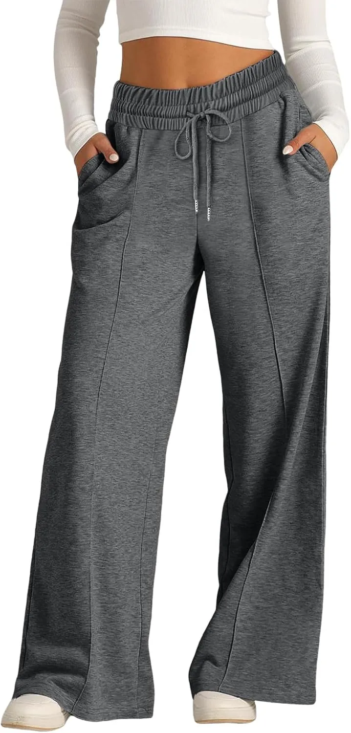 Baggy Tall Wide Leg Sweatpants for Women Fleece Lined Active Relaxed Fit Open Leg Joggers Casual Cozy Workout Skimpy