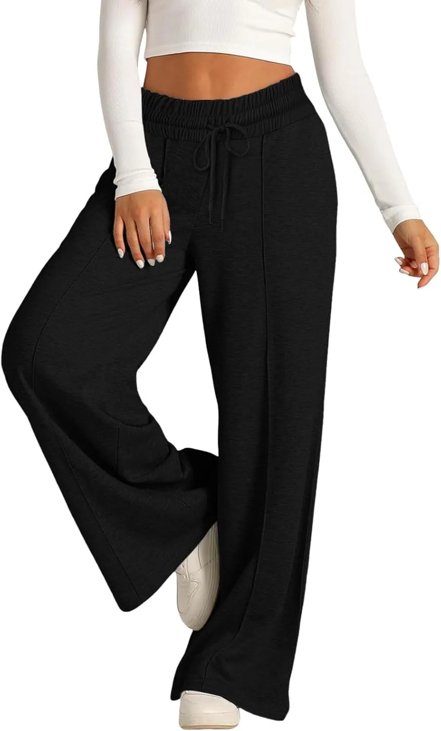 Baggy Tall Wide Leg Sweatpants for Women Fleece Lined Active Relaxed Fit Open Leg Joggers Casual Cozy Workout Skimpy