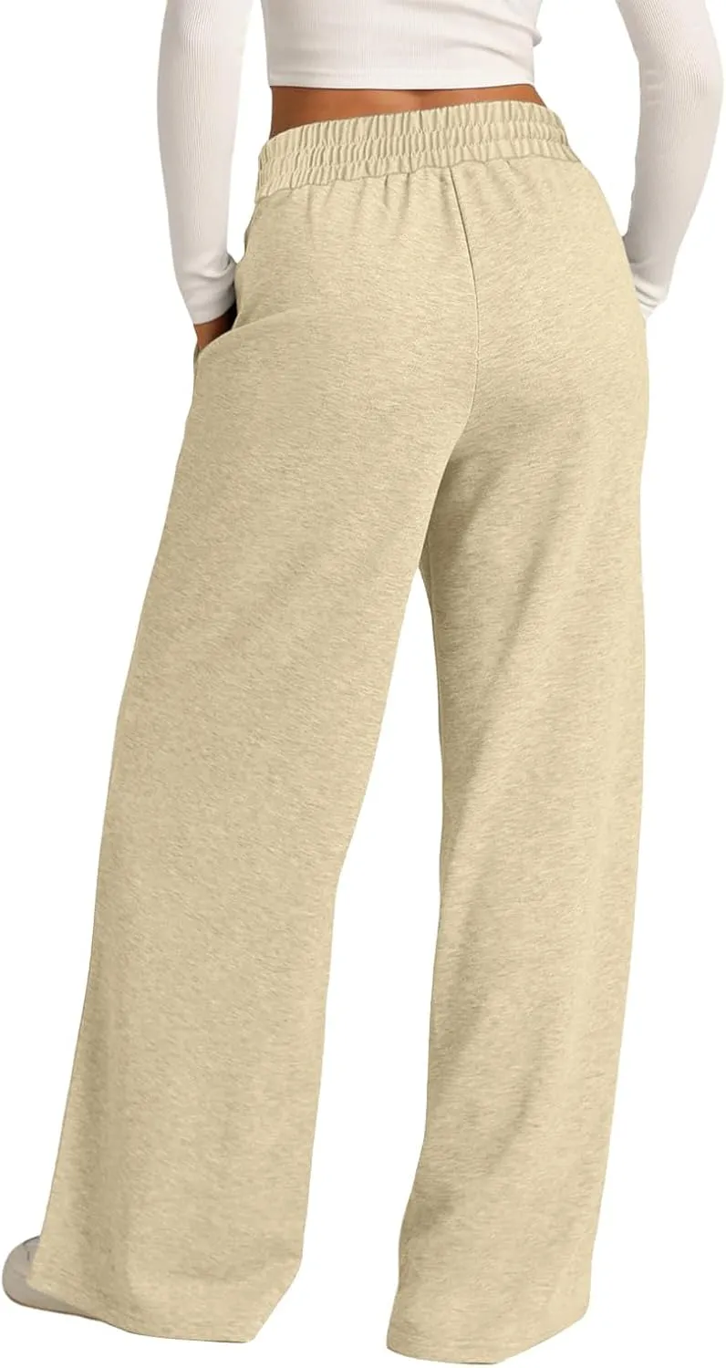 Baggy Tall Wide Leg Sweatpants for Women Fleece Lined Active Relaxed Fit Open Leg Joggers Casual Cozy Workout Skimpy