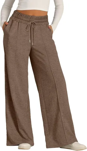 Baggy Tall Wide Leg Sweatpants for Women Fleece Lined Active Relaxed Fit Open Leg Joggers Casual Cozy Workout Skimpy