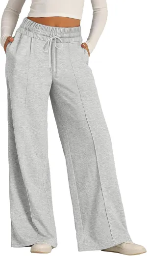 Baggy Tall Wide Leg Sweatpants for Women Fleece Lined Active Relaxed Fit Open Leg Joggers Casual Cozy Workout Skimpy