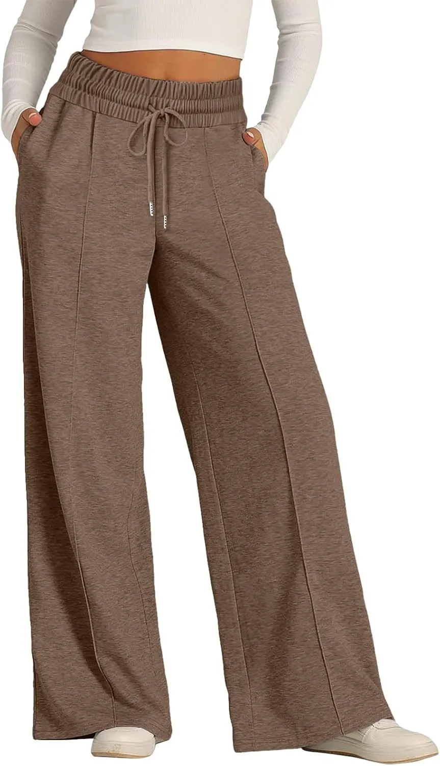Baggy Tall Wide Leg Sweatpants for Women Fleece Lined Active Relaxed Fit Open Leg Joggers Casual Cozy Workout Skimpy