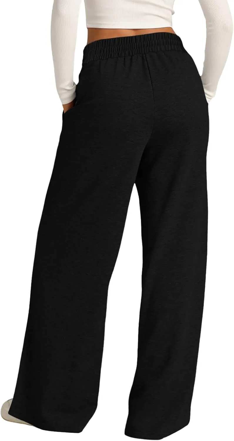 Baggy Tall Wide Leg Sweatpants for Women Fleece Lined Active Relaxed Fit Open Leg Joggers Casual Cozy Workout Skimpy
