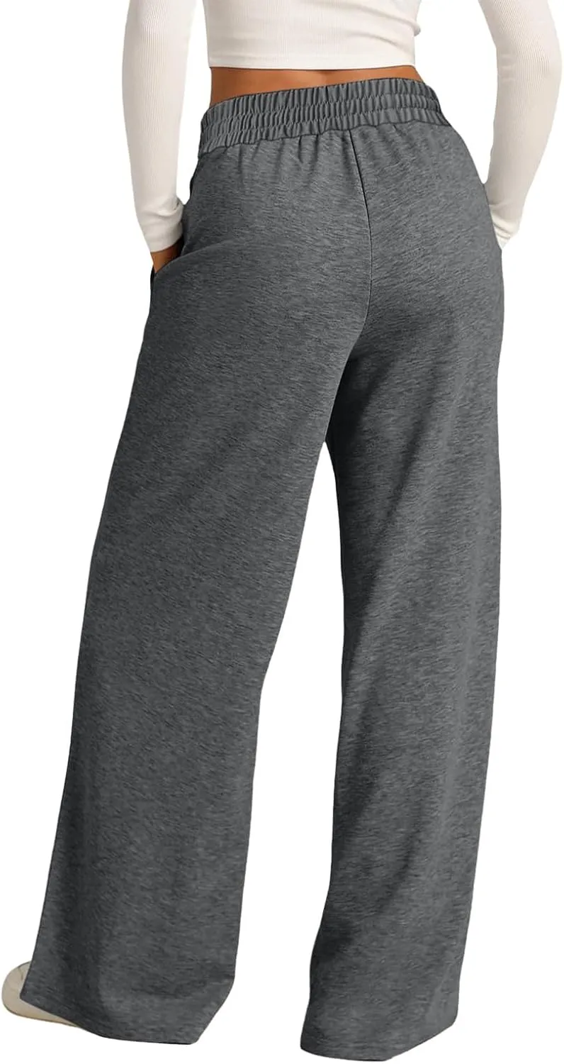Baggy Tall Wide Leg Sweatpants for Women Fleece Lined Active Relaxed Fit Open Leg Joggers Casual Cozy Workout Skimpy