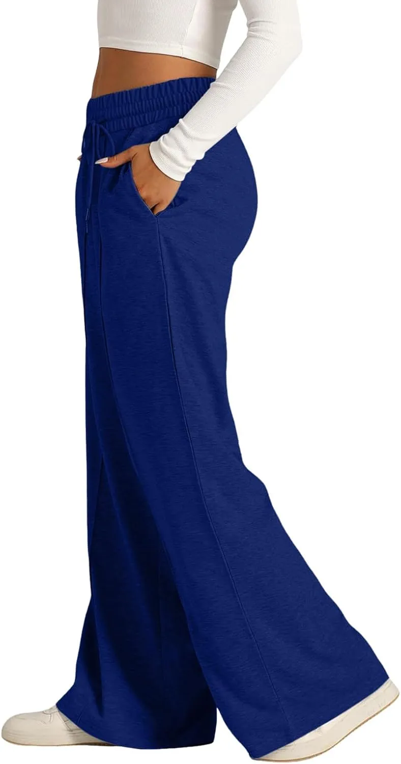 Baggy Tall Wide Leg Sweatpants for Women Fleece Lined Active Relaxed Fit Open Leg Joggers Casual Cozy Workout Skimpy