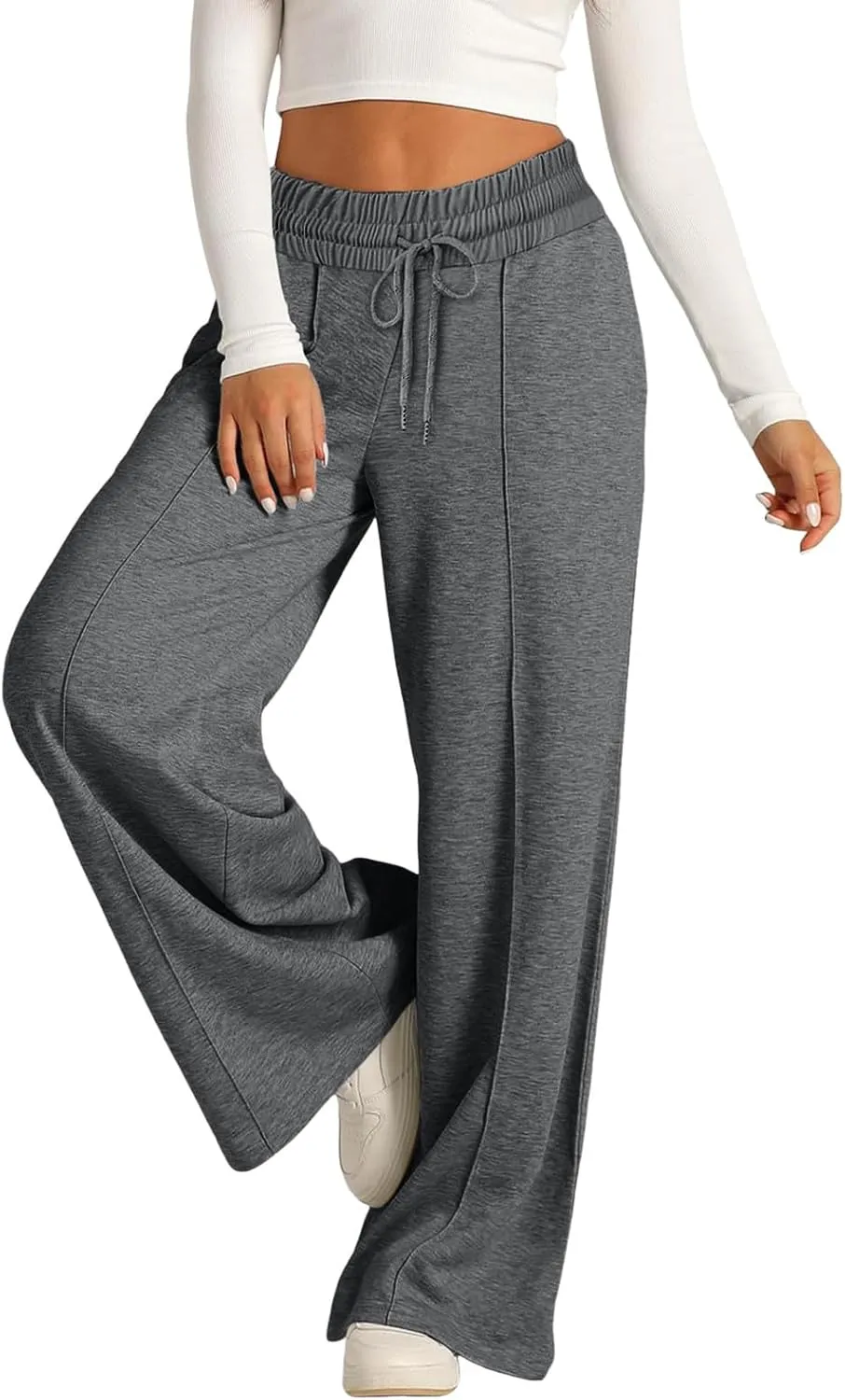 Baggy Tall Wide Leg Sweatpants for Women Fleece Lined Active Relaxed Fit Open Leg Joggers Casual Cozy Workout Skimpy