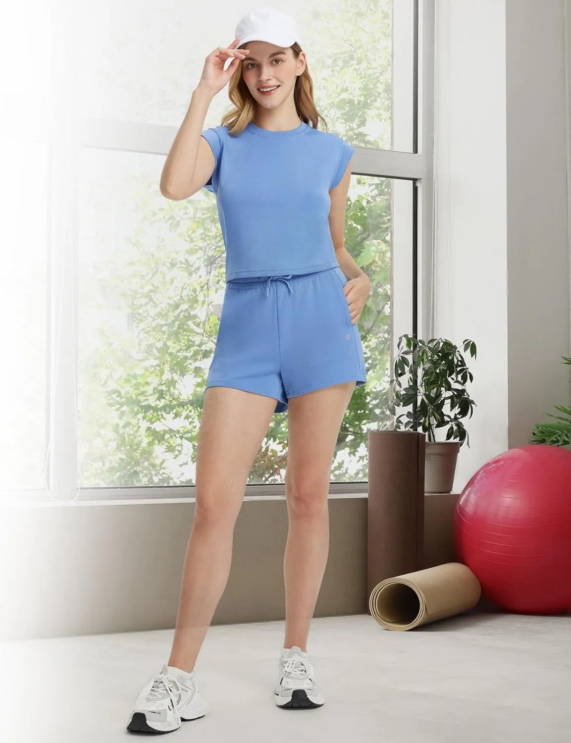 baleaf Women's 4" High Waisted Workout Shorts with Pockets Elastic Athletic Gym Running Yoga Shorts Modal Soft