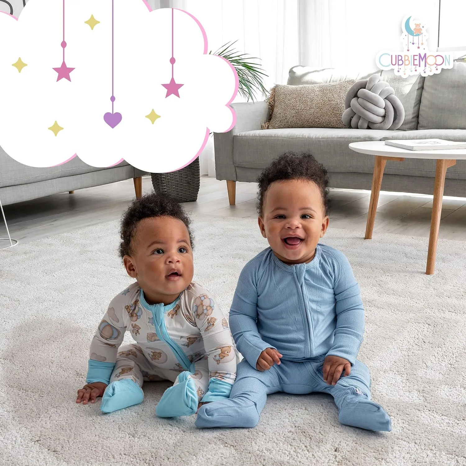 Bamboo Viscose Baby Pajamas with 2-Way Zip for Diaper Changes - 0-24 Months Soft & Stretchy Bamboo Viscose Sleepers - 2 Pack