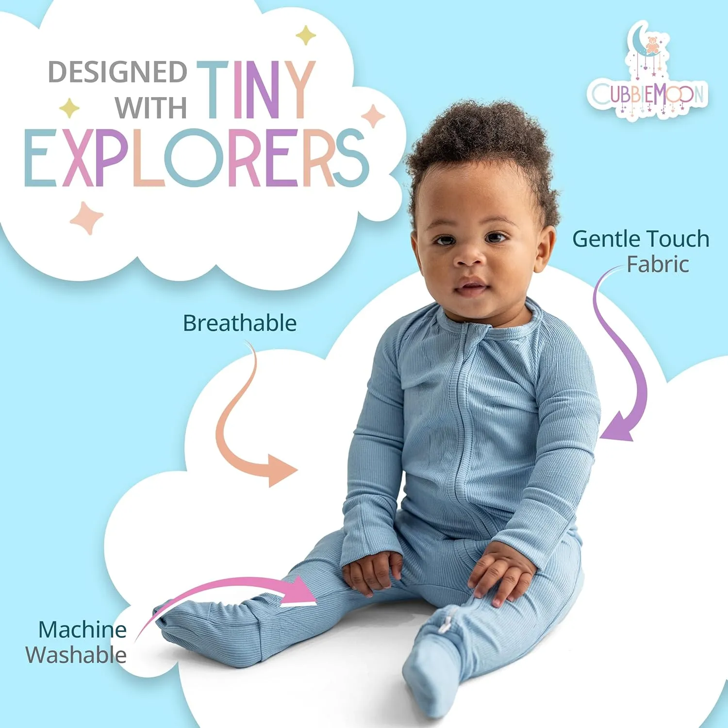 Bamboo Viscose Baby Pajamas with 2-Way Zip for Diaper Changes - 0-24 Months Soft & Stretchy Bamboo Viscose Sleepers - 2 Pack