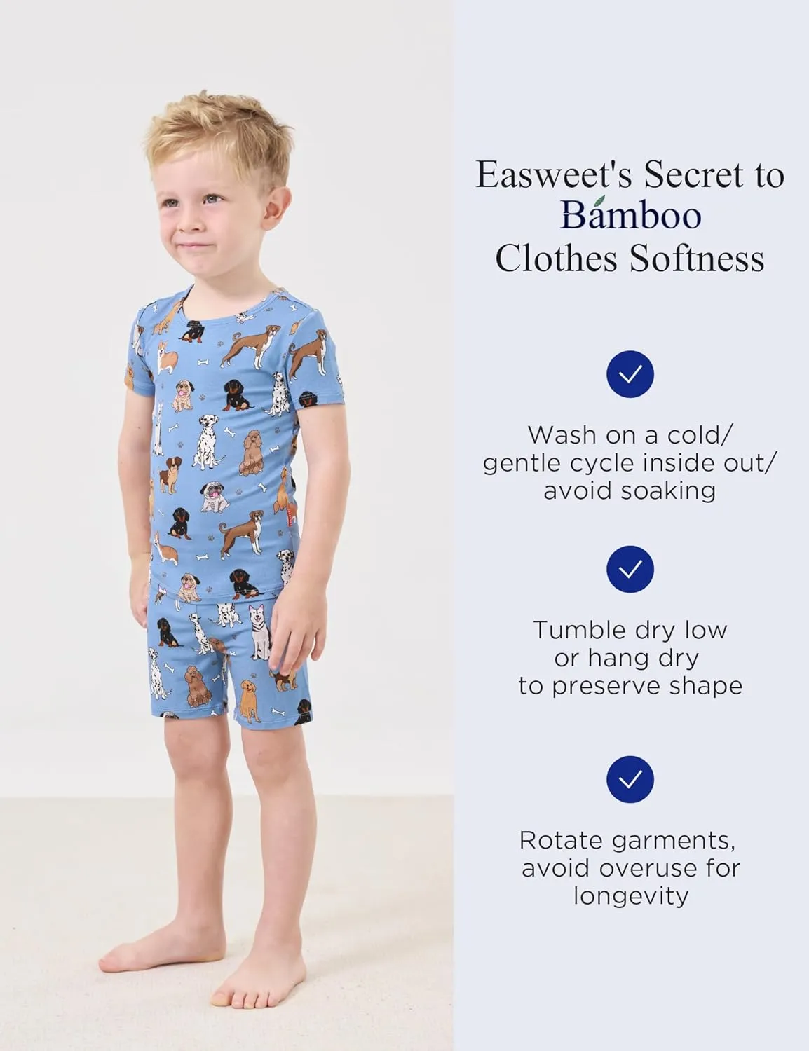 Bamboo Viscose Toddler Pajamas Sets, Kid Boy Girl Snug Fit Short Sleeve Summer Sleepwear Pjs 2pcs Set