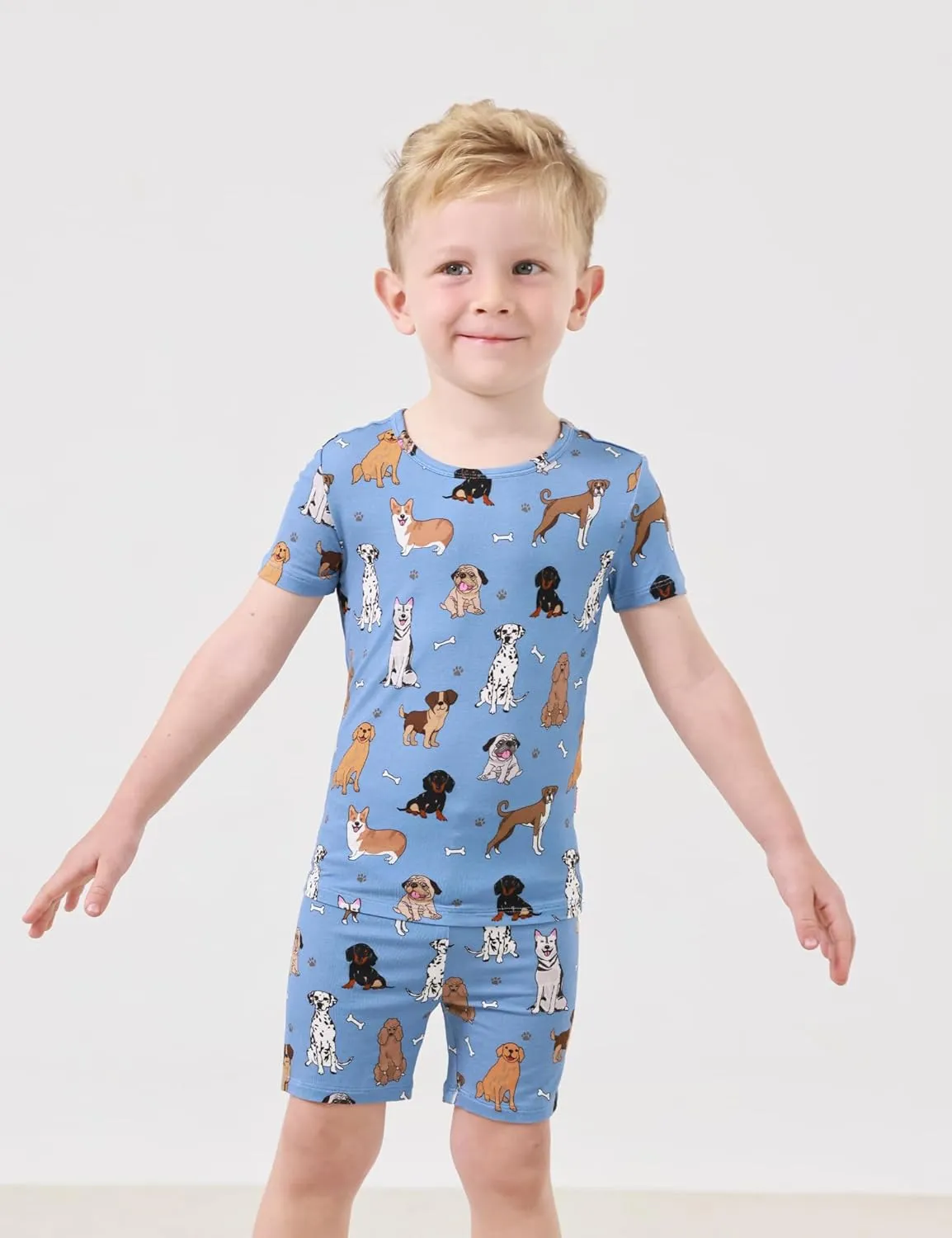 Bamboo Viscose Toddler Pajamas Sets, Kid Boy Girl Snug Fit Short Sleeve Summer Sleepwear Pjs 2pcs Set