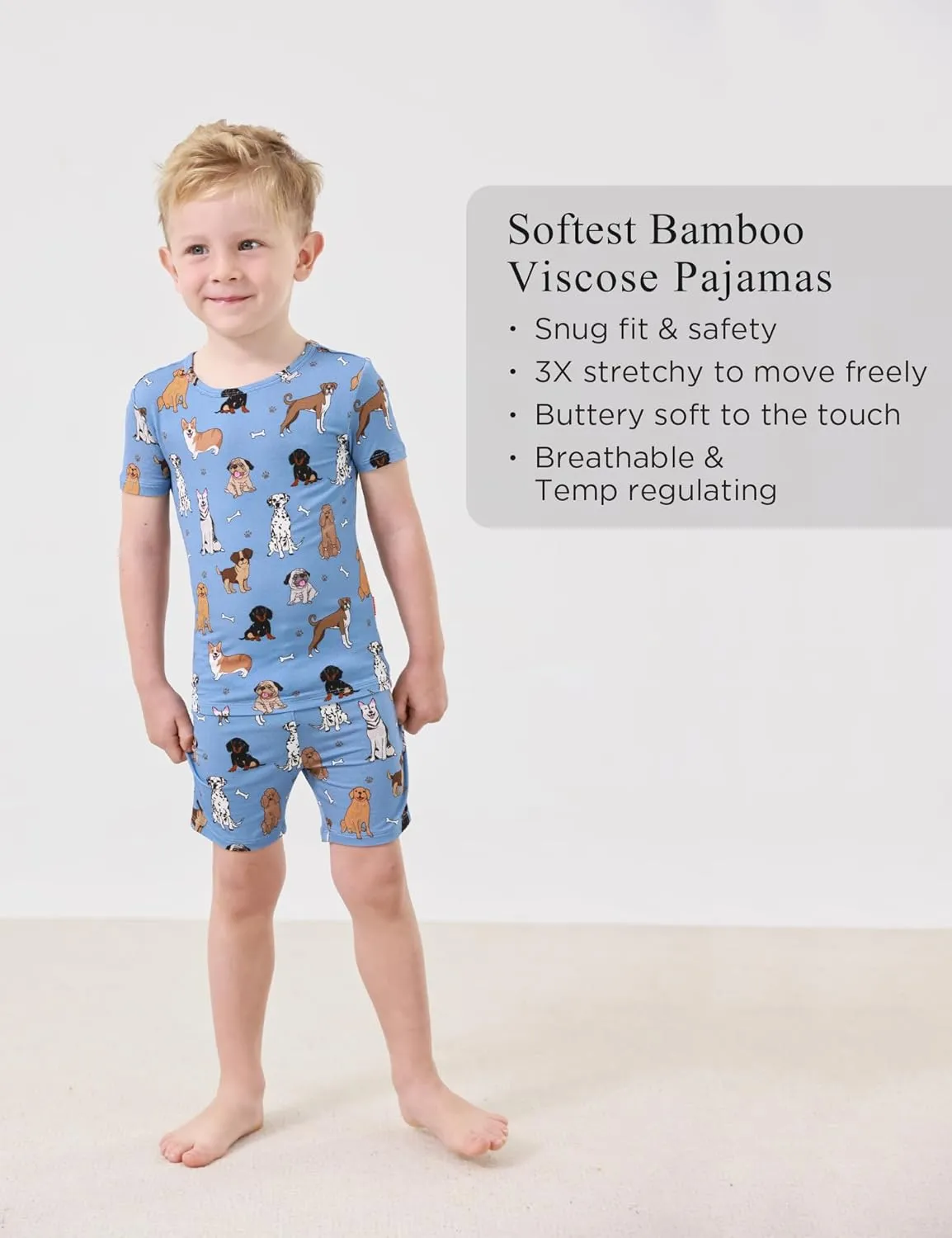 Bamboo Viscose Toddler Pajamas Sets, Kid Boy Girl Snug Fit Short Sleeve Summer Sleepwear Pjs 2pcs Set