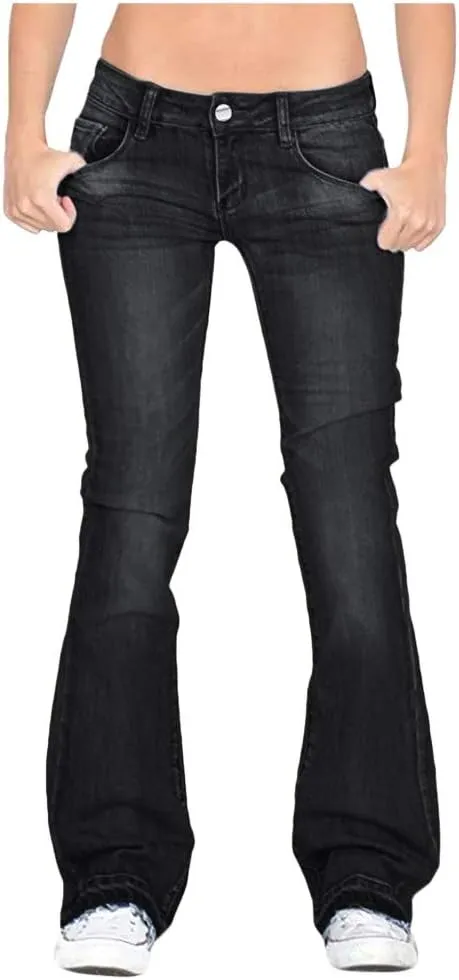 Bell Bottom Jeans for Women High Waisted Flare Jeans Skinny Girlfriend Jean Plus Size Wide Leg Denim Pants with Pockets