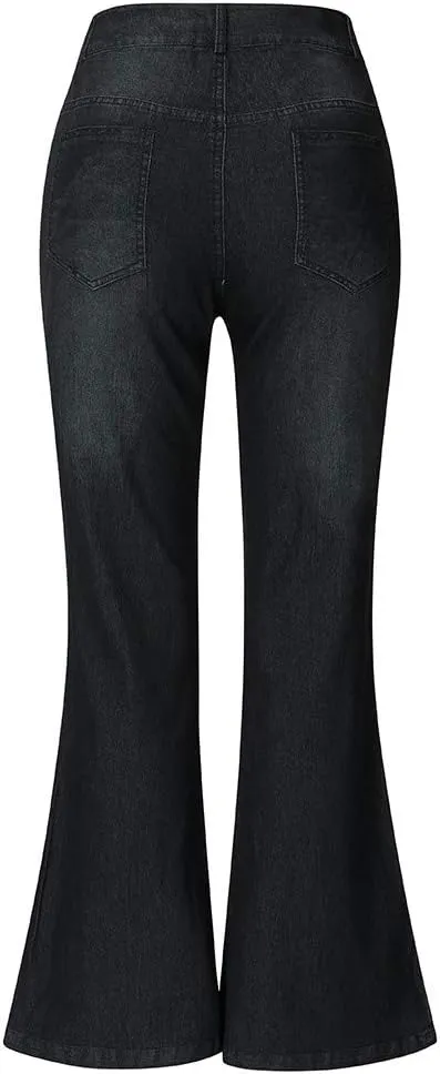 Bell Bottom Jeans for Women High Waisted Flare Jeans Skinny Girlfriend Jean Plus Size Wide Leg Denim Pants with Pockets
