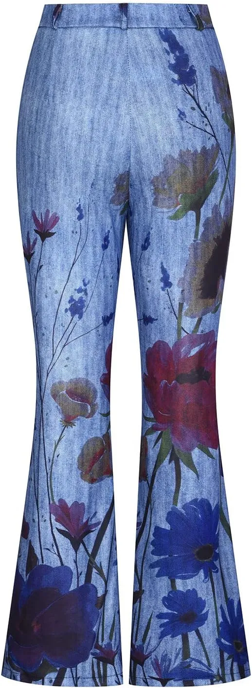Bell Bottom Jeans Trendy High Waisted Stretchy Flare Jeans Casual Button Stretch Wide Leg Denim Pants