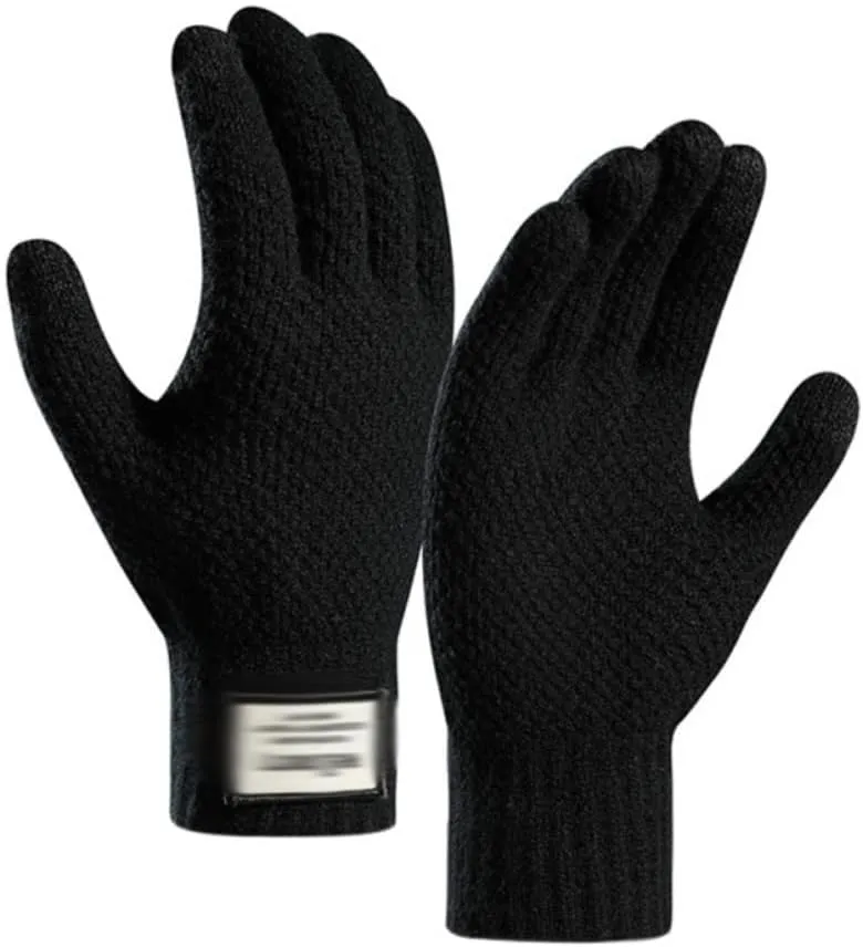 Bicycle Knitted Full Finger Gloves for Men Women Winter Warm Touch Screen Cycling Thermal Plus Size Thickness Bike