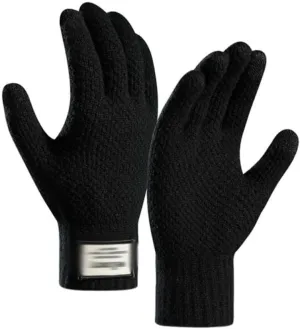 Bicycle Knitted Full Finger Gloves for Men Women Winter Warm Touch Screen Cycling Thermal Plus Size Thickness Bike