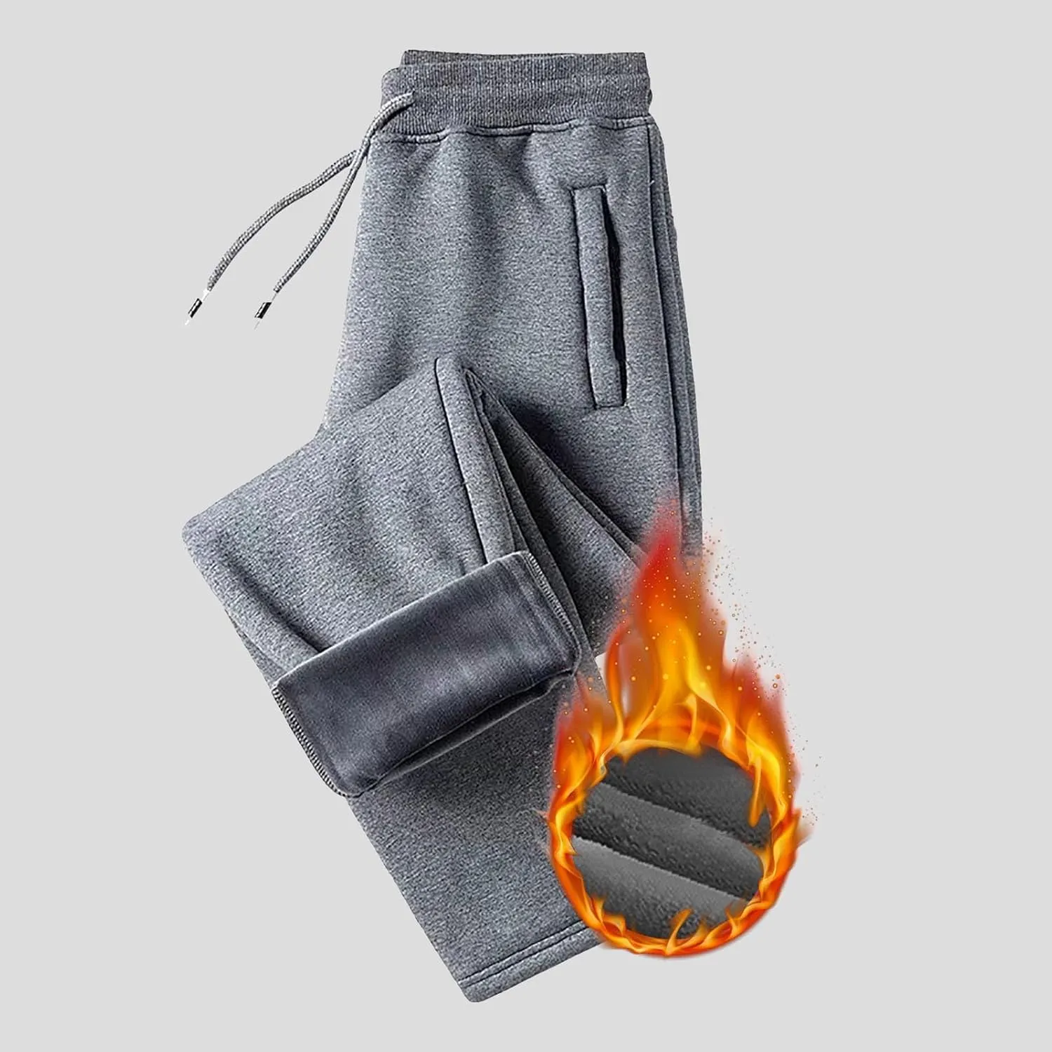 BIFUTON Fleece Lined Pants Men,Men's Warm Fleece Pants Sherpa Lined Sweatpants Winter Running Joggers Pants Outdoor Trousers