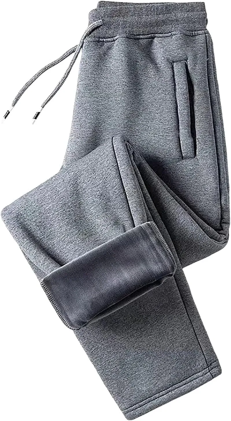 BIFUTON Fleece Lined Pants Men,Men's Warm Fleece Pants Sherpa Lined Sweatpants Winter Running Joggers Pants Outdoor Trousers
