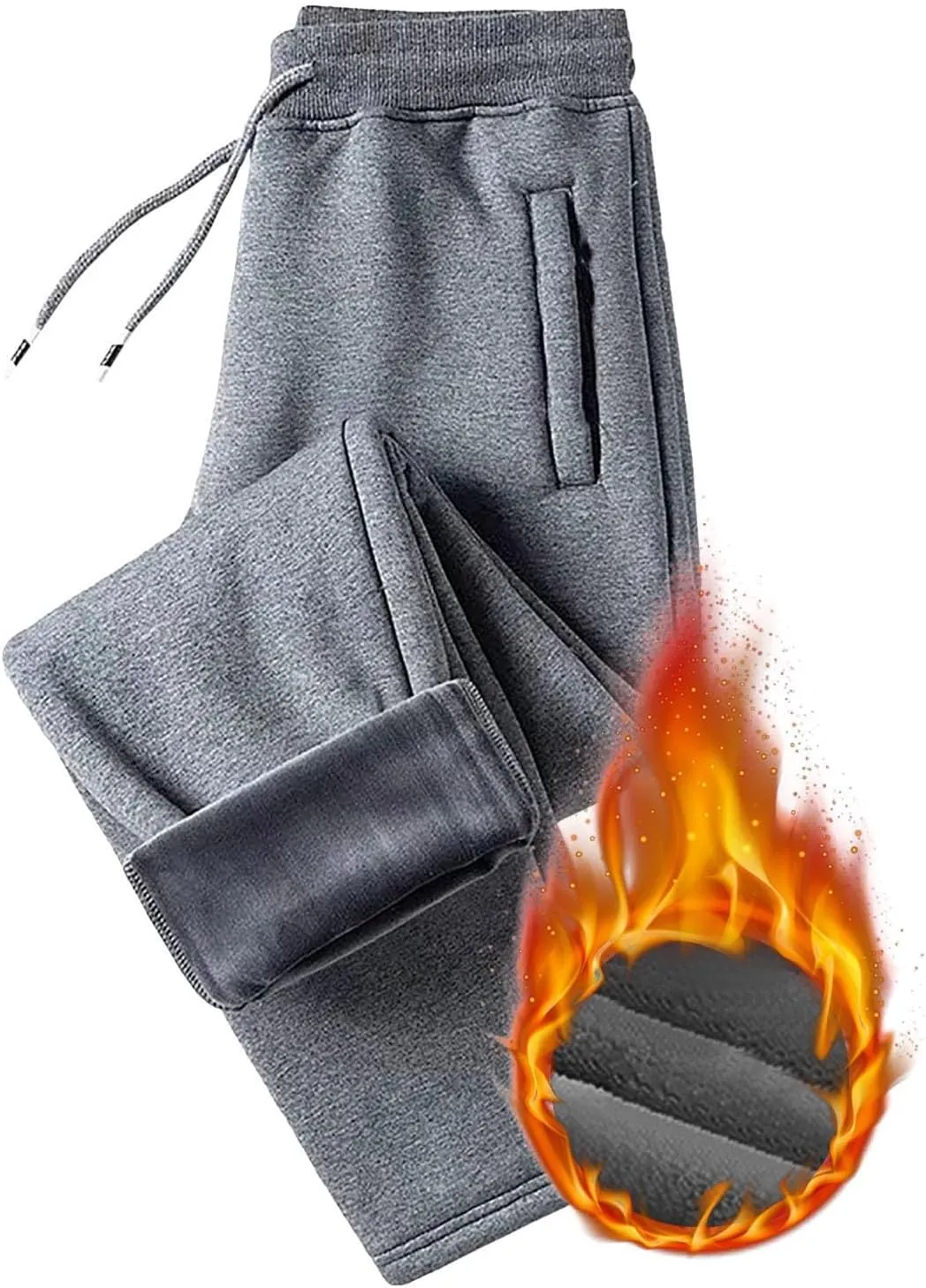 BIFUTON Fleece Lined Pants Men,Men's Warm Fleece Pants Sherpa Lined Sweatpants Winter Running Joggers Pants Outdoor Trousers