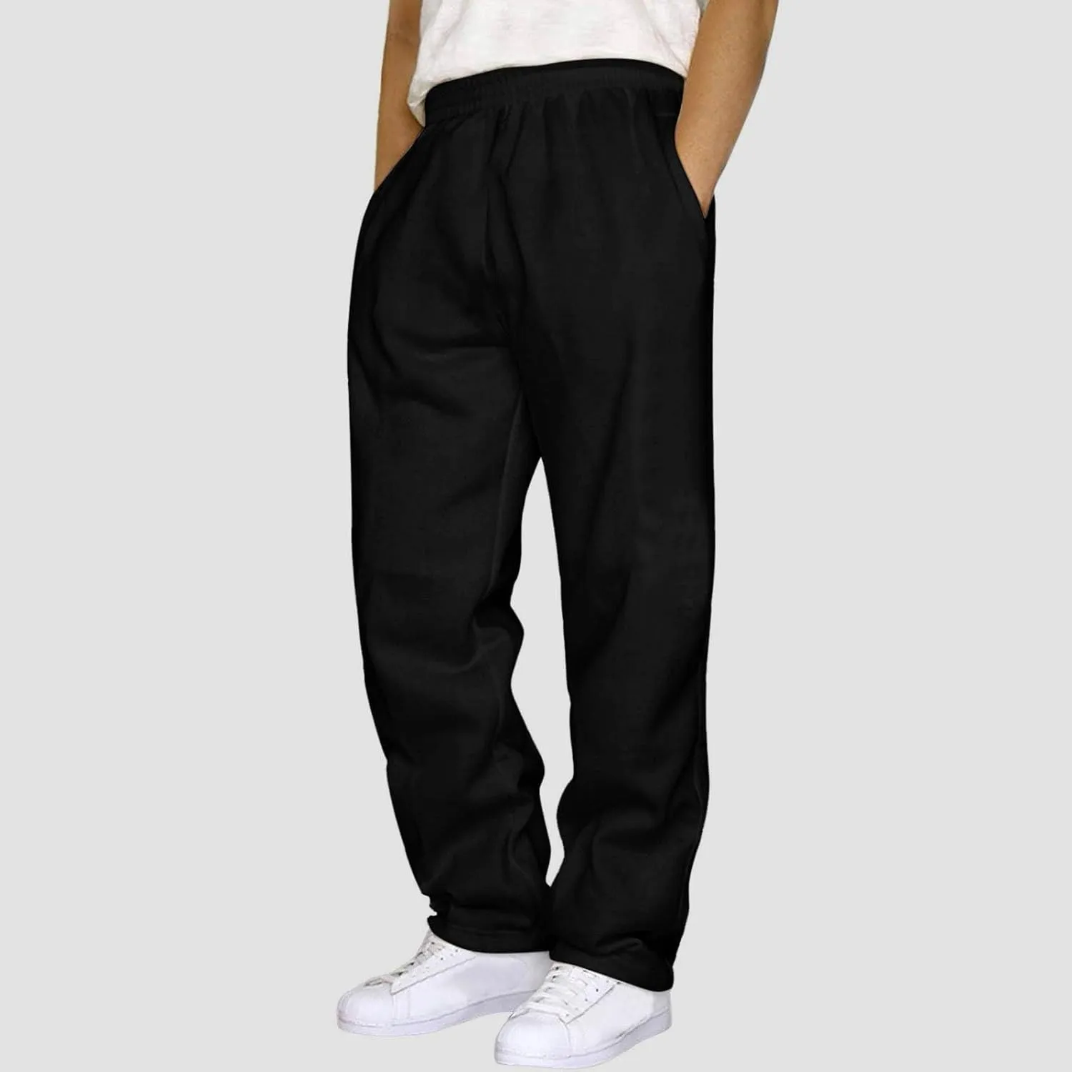 BIFUTON Sweat Pants for Mens Big and Tall Straight Leg Joggers Drawstring Fleece Lined Pants Men Winter Pants Workout Pants