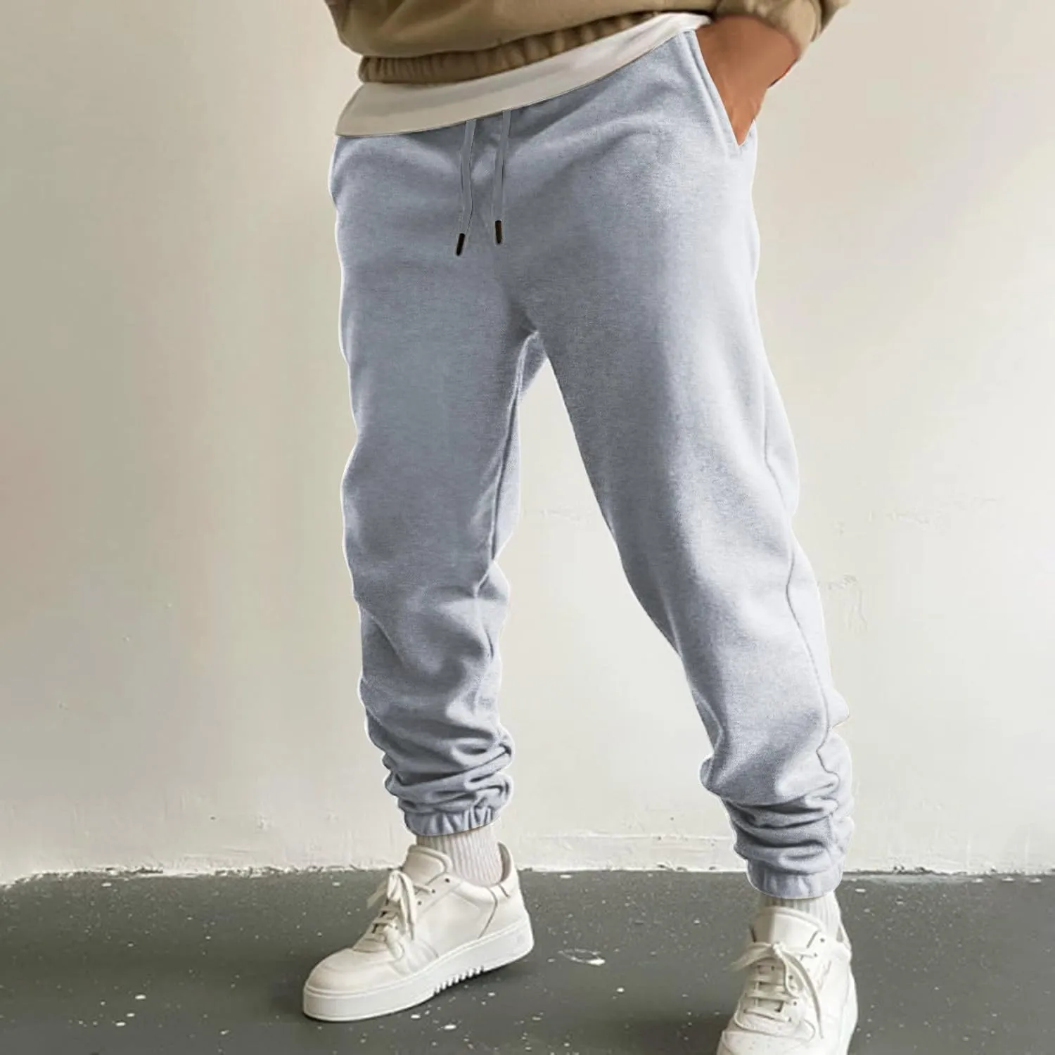 Big and Tall Sweatpants for Men Lightweight Joggers Quick Dry Warm Sherpa Lined Athletic Sweatpants Winter Drawstring