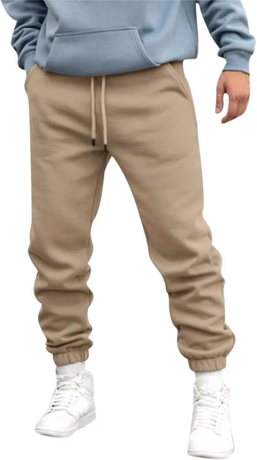 Big and Tall Sweatpants for Men Lightweight Joggers Quick Dry Warm Sherpa Lined Athletic Sweatpants Winter Drawstring