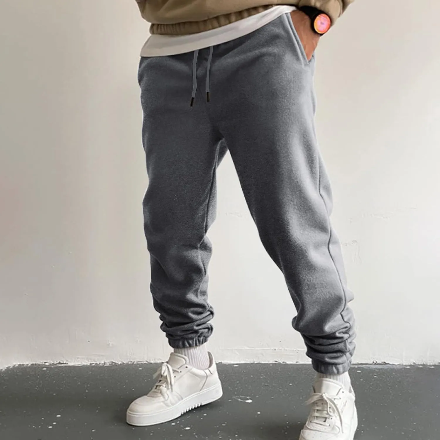 Big and Tall Sweatpants for Men Lightweight Joggers Quick Dry Warm Sherpa Lined Athletic Sweatpants Winter Drawstring