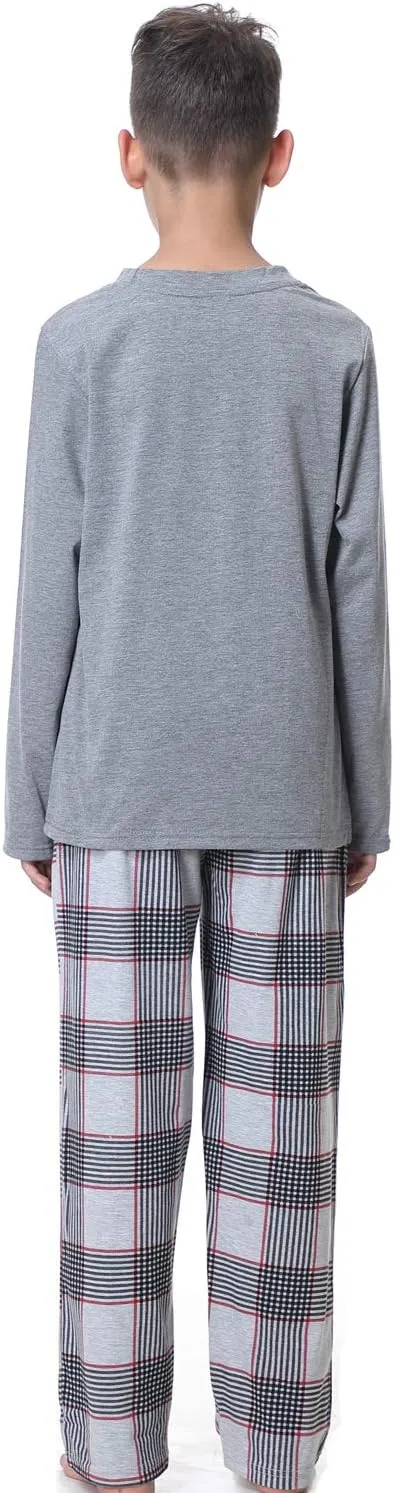 Big Boys Classic Plaid Pajama Set Cotton Sleepwear Teens 10-20Years